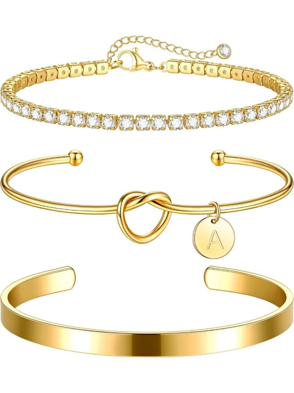 Personalized Gold Initial Bracelets for Women - Dainty Stackable Bangles & Cuffs